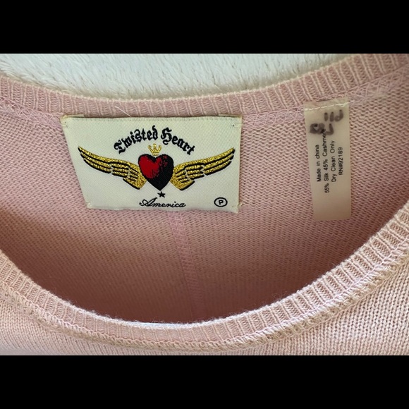 NWOT GORGEOUS TWISTED HEART CASHMERE SWEATER SZ P - Picture 4 of 5